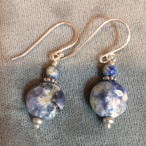 Sterling silver and Sodalite gemstone earrings - Picture 3 of 6